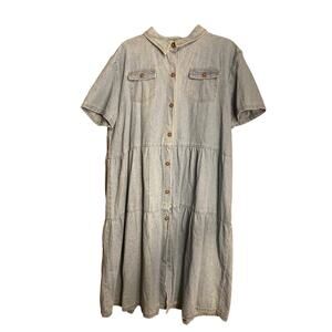 Denim Chambray Mislook Peasant Cottage Dress 2XL